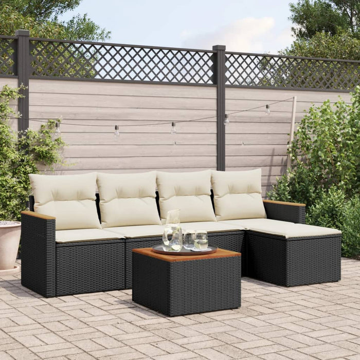 Set mobilier de grădină cu perne, 6 piese, negru, poliratan - WALTI WALTI