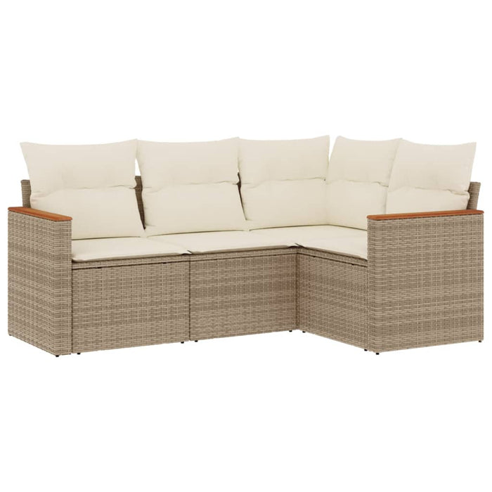 Set canapele de grădină, 4 piese, cu perne, bej, poliratan WALTI