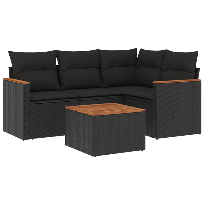 Set mobilier de grădină cu perne, 5 piese, negru, poliratan - WALTI WALTI