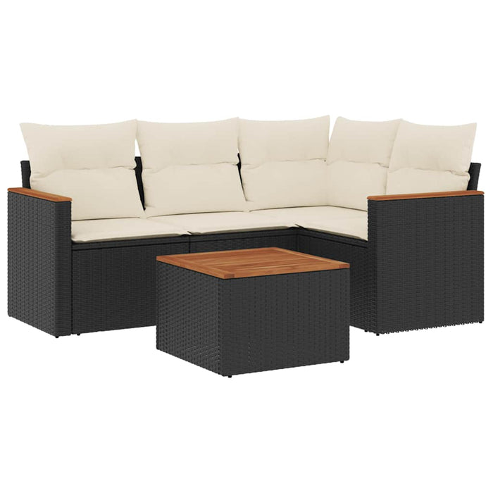 Set mobilier de grădină cu perne, 5 piese, negru, poliratan - WALTI WALTI