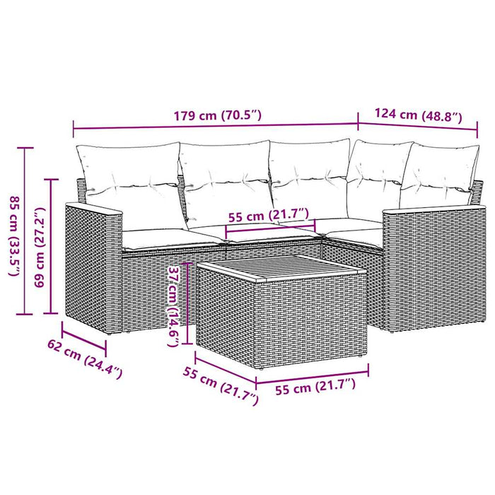 Set mobilier de grădină cu perne, 5 piese, negru, poliratan - WALTI WALTI
