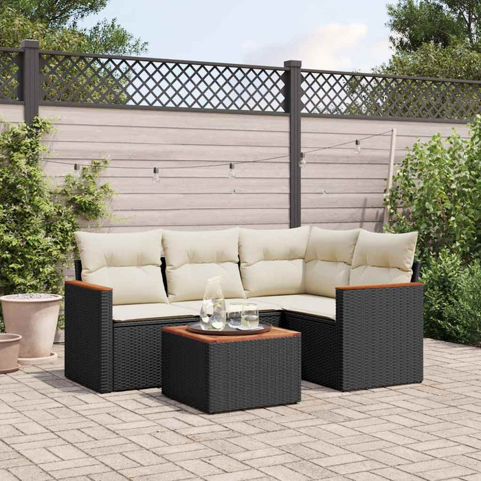 Set mobilier de grădină cu perne, 5 piese, negru, poliratan - WALTI WALTI
