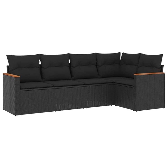 Set mobilier de grădină cu perne, 5 piese, negru, poliratan - WALTI WALTI