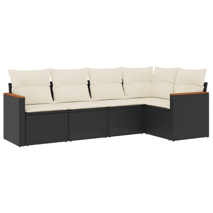Set mobilier de grădină cu perne, 5 piese, negru, poliratan - WALTI WALTI