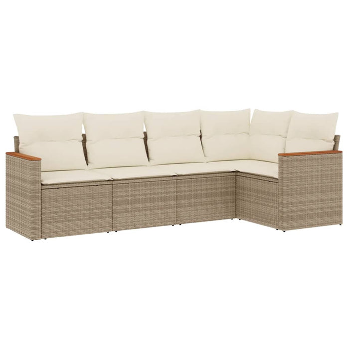 Set canapele de grădină cu perne, 5 piese, bej, poliratan WALTI
