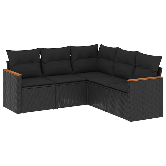Set mobilier de grădină cu perne, 5 piese, negru, poliratan - WALTI WALTI