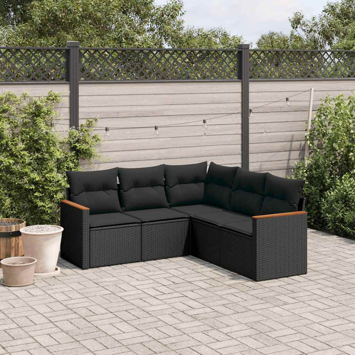 Set mobilier de grădină cu perne, 5 piese, negru, poliratan - WALTI WALTI