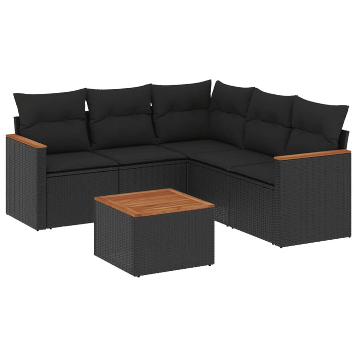 Set mobilier de grădină cu perne, 6 piese, negru, poliratan - WALTI WALTI