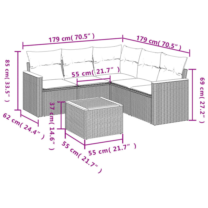 Set mobilier grădină cu perne, 6 piese, gri, poliratan - WALTI WALTI