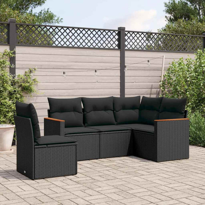Set mobilier de grădină cu perne, 5 piese, negru, poliratan - WALTI WALTI