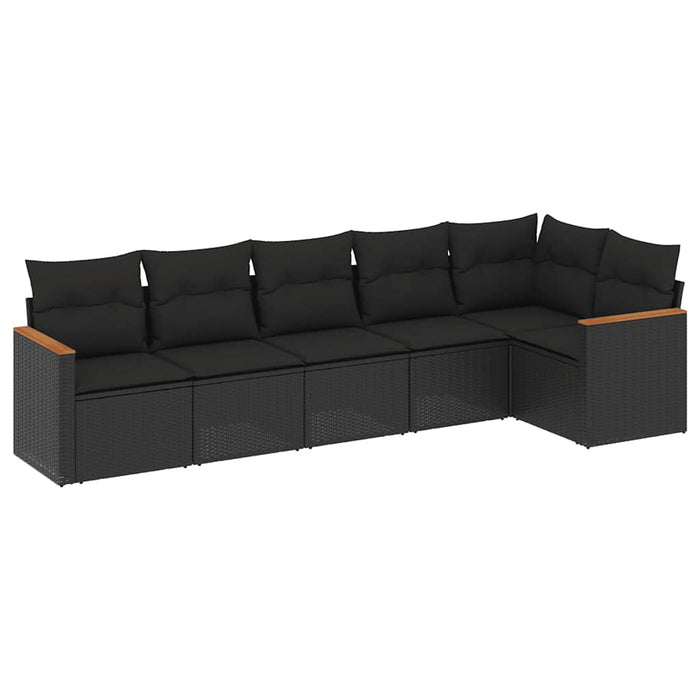 Set mobilier de grădină cu perne, 6 piese, negru, poliratan - WALTI WALTI
