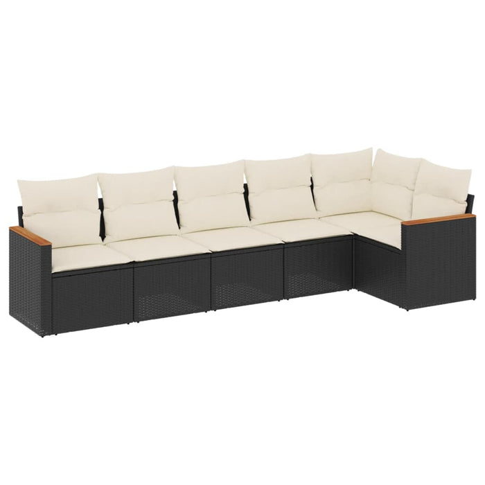 Set mobilier de grădină cu perne, 6 piese, negru, poliratan - WALTI WALTI