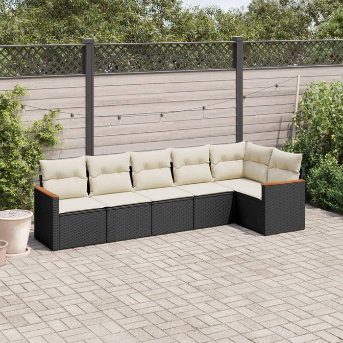 Set mobilier de grădină cu perne, 6 piese, negru, poliratan - WALTI WALTI