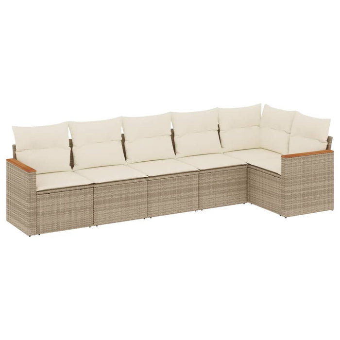 Set canapele de grădină cu perne, 6 piese, bej, poliratan WALTI