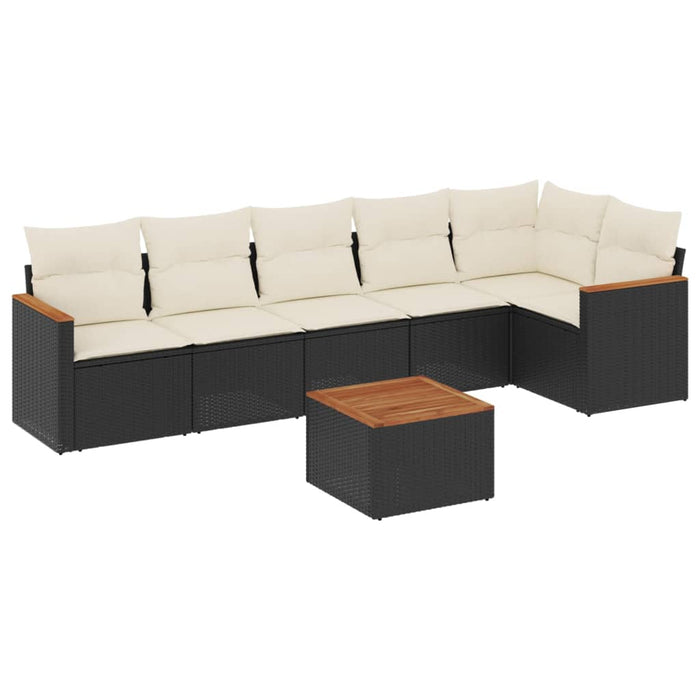 Set canapele de grădină cu perne, 7 piese, negru, poliratan - WALTI WALTI