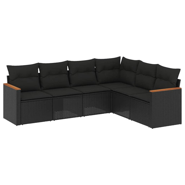 Set mobilier de grădină cu perne, 6 piese, negru, poliratan - WALTI WALTI