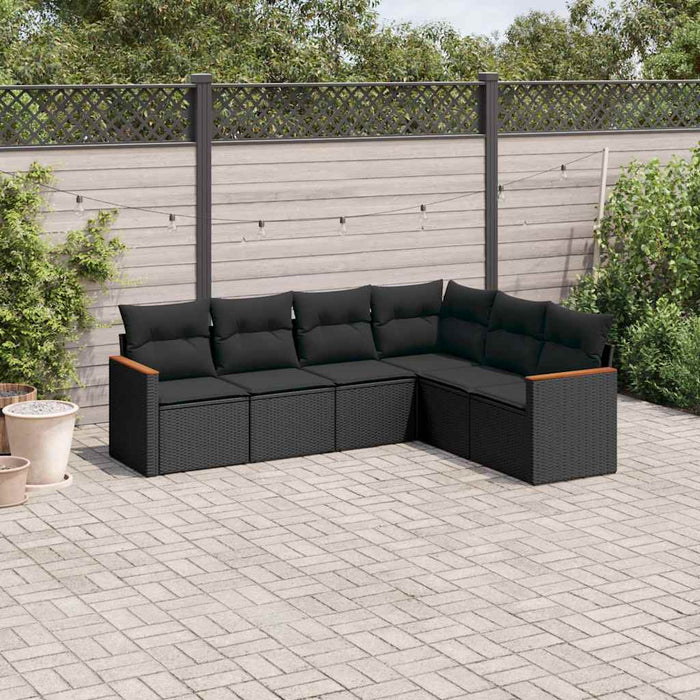 Set mobilier de grădină cu perne, 6 piese, negru, poliratan - WALTI WALTI