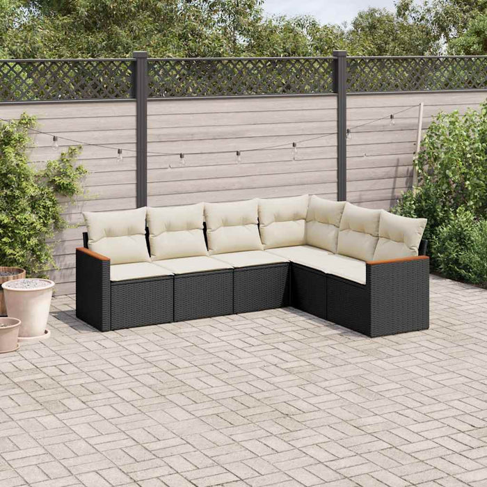 Set mobilier de grădină cu perne, 6 piese, negru, poliratan - WALTI WALTI
