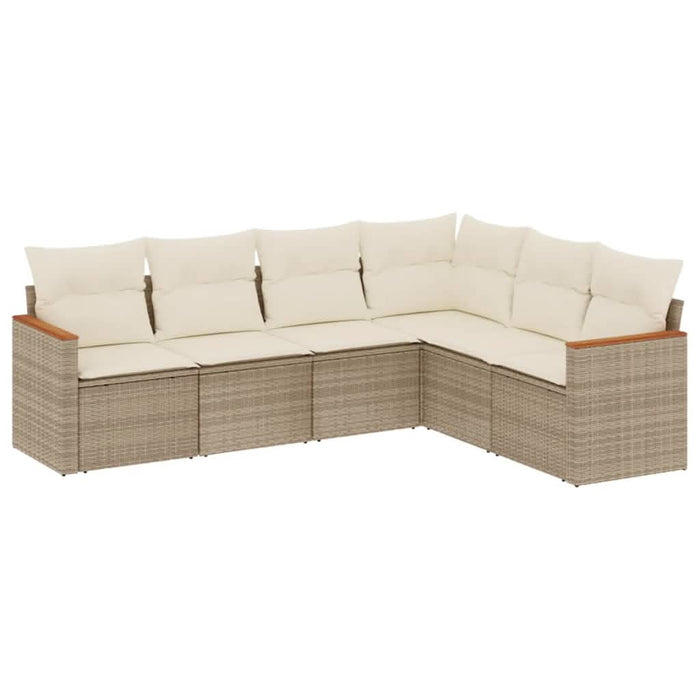 Set canapele de grădină cu perne, 6 piese, bej, poliratan WALTI