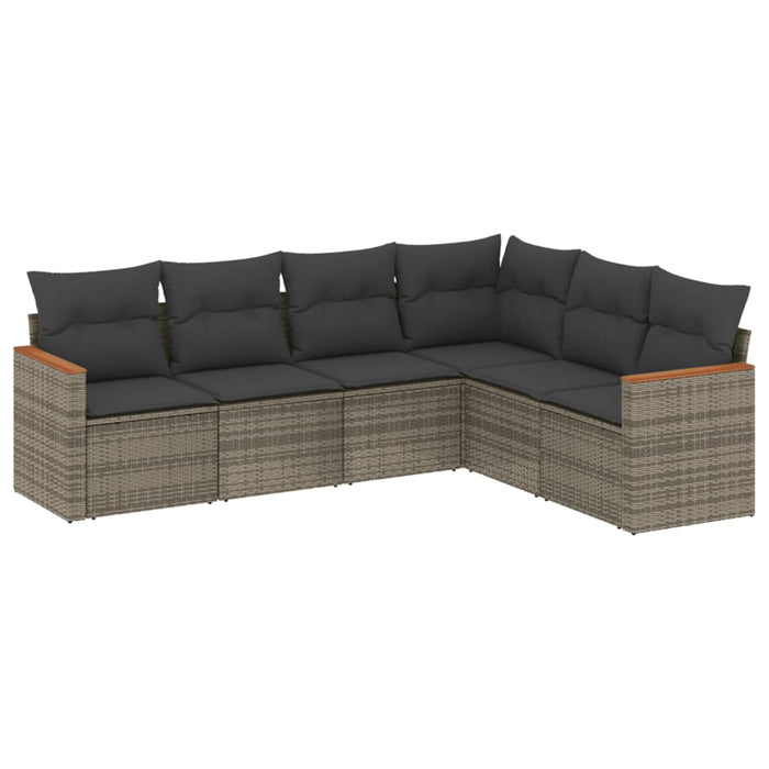 Set mobilier grădină cu perne, 6 piese, gri, poliratan - WALTI WALTI