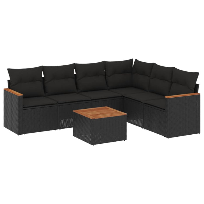 Set canapele de grădină cu perne, 7 piese, negru, poliratan - WALTI WALTI