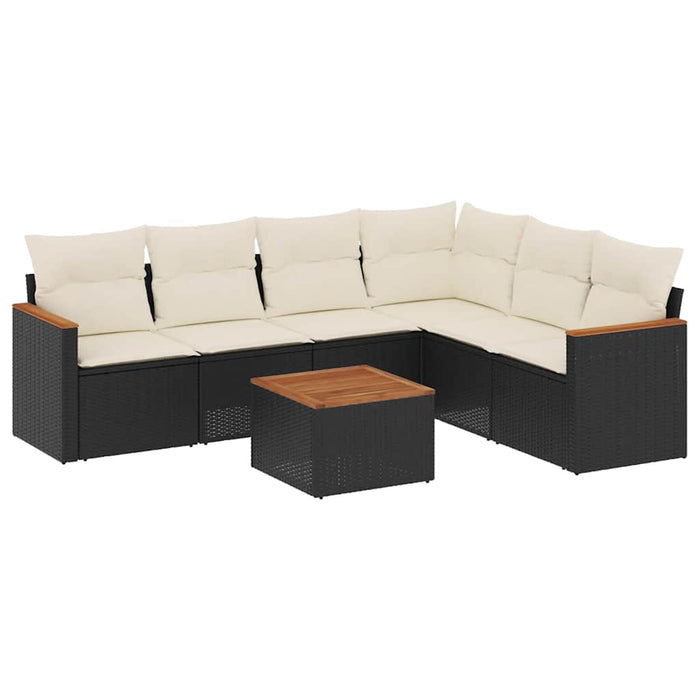 Set canapele de grădină cu perne, 7 piese, negru, poliratan - WALTI WALTI