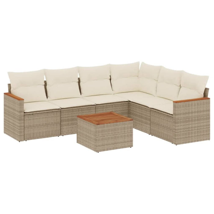 Set canapele de grădină, 7 piese, cu perne, bej, poliratan WALTI