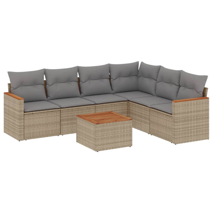 Set canapele de grădină, 7 piese, cu perne, bej, poliratan WALTI