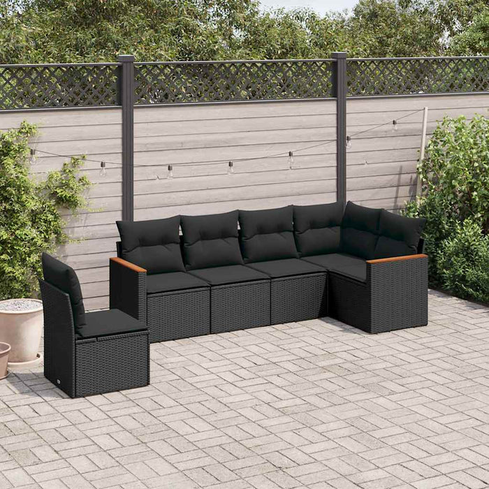 Set mobilier de grădină cu perne, 6 piese, negru, poliratan - WALTI WALTI