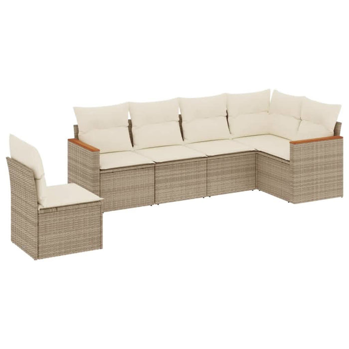 Set canapele de grădină cu perne, 6 piese, bej, poliratan WALTI