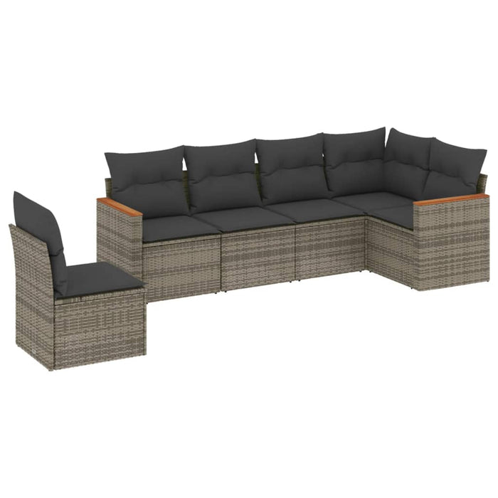 Set mobilier grădină cu perne, 6 piese, gri, poliratan - WALTI WALTI