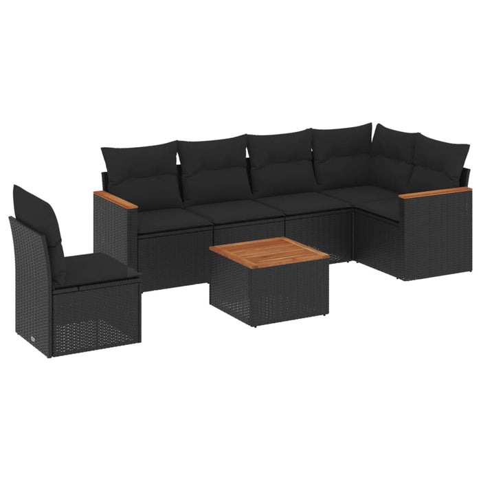 Set canapele de grădină cu perne, 7 piese, negru, poliratan - WALTI WALTI