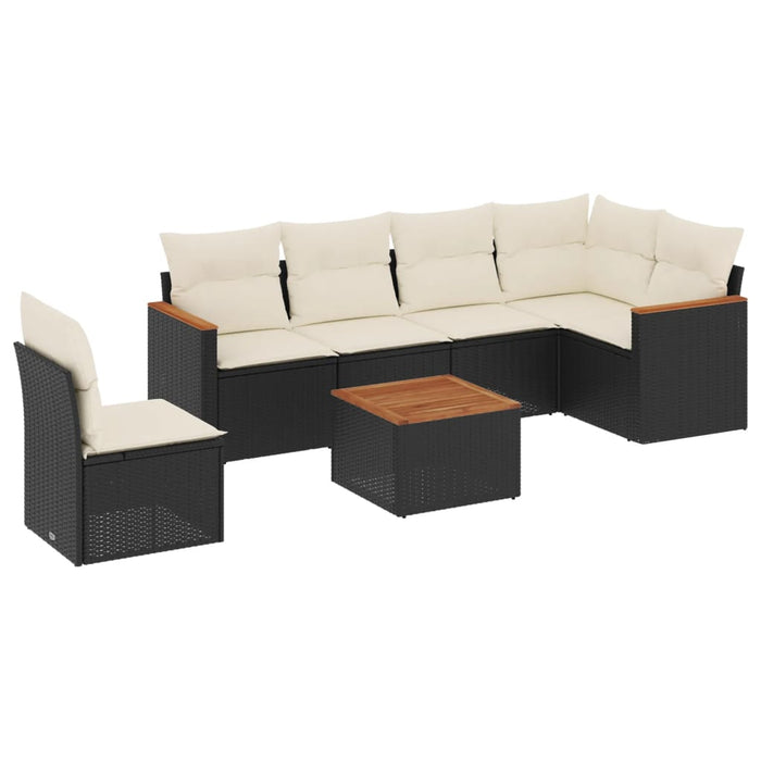 Set canapele de grădină cu perne, 7 piese, negru, poliratan - WALTI WALTI