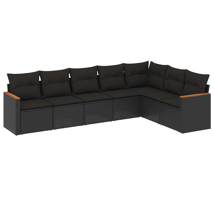 Set canapele de grădină cu perne, 7 piese, negru, poliratan - WALTI WALTI