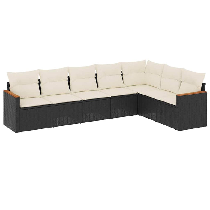 Set canapele de grădină cu perne, 7 piese, negru, poliratan - WALTI WALTI