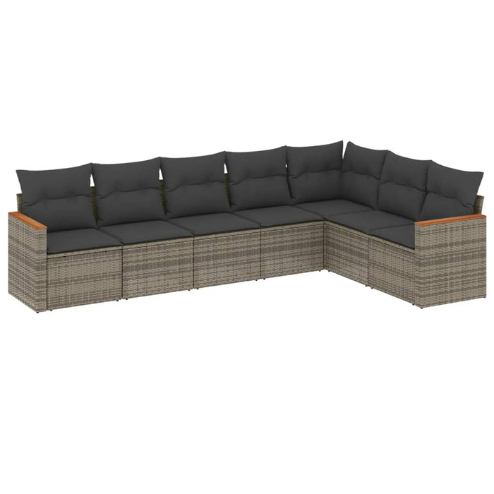 Set canapele de grădină, 7 piese, cu perne, gri, poliratan - WALTI WALTI
