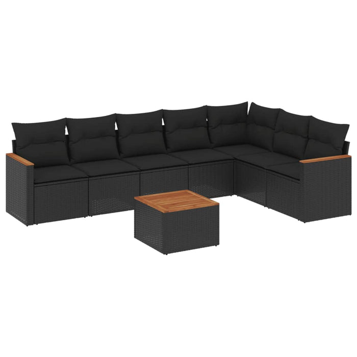 Set mobilier de grădină cu perne, 8 piese, negru, poliratan - WALTI WALTI