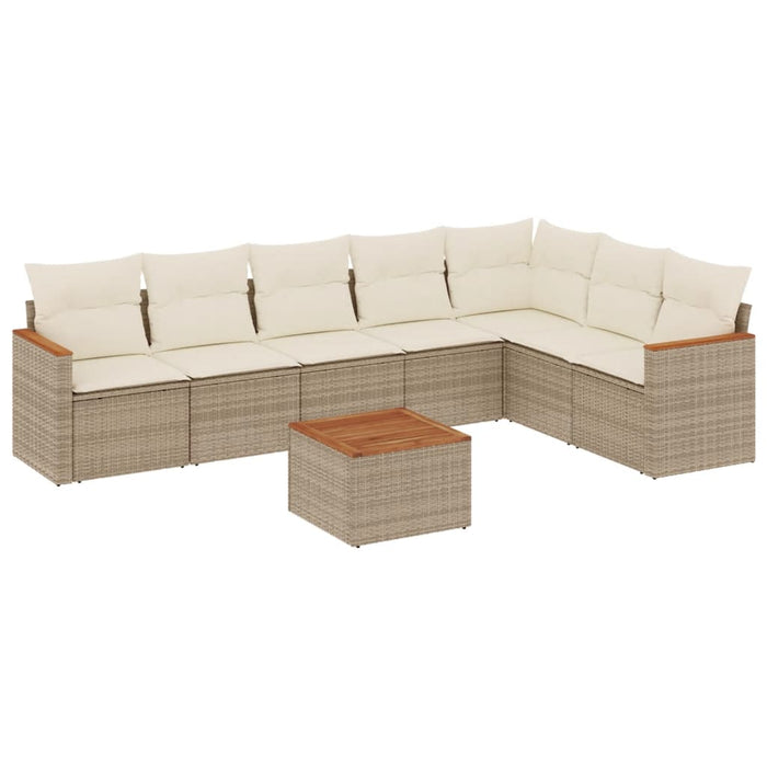 Set canapele de grădină, 8 piese, cu perne, bej, poliratan WALTI