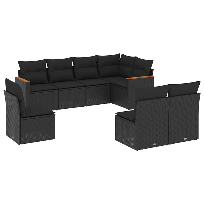 Set mobilier de grădină cu perne, 8 piese, negru, poliratan - WALTI WALTI