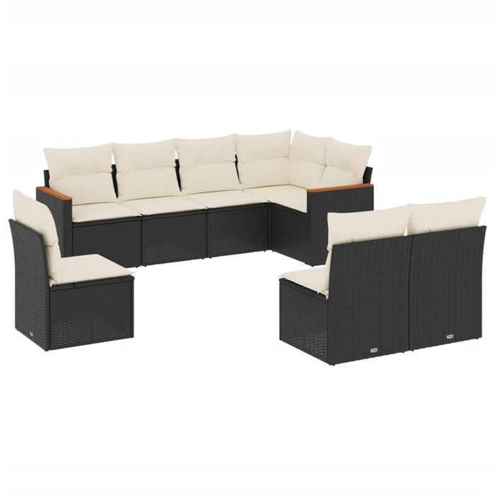 Set mobilier de grădină cu perne, 8 piese, negru, poliratan - WALTI WALTI