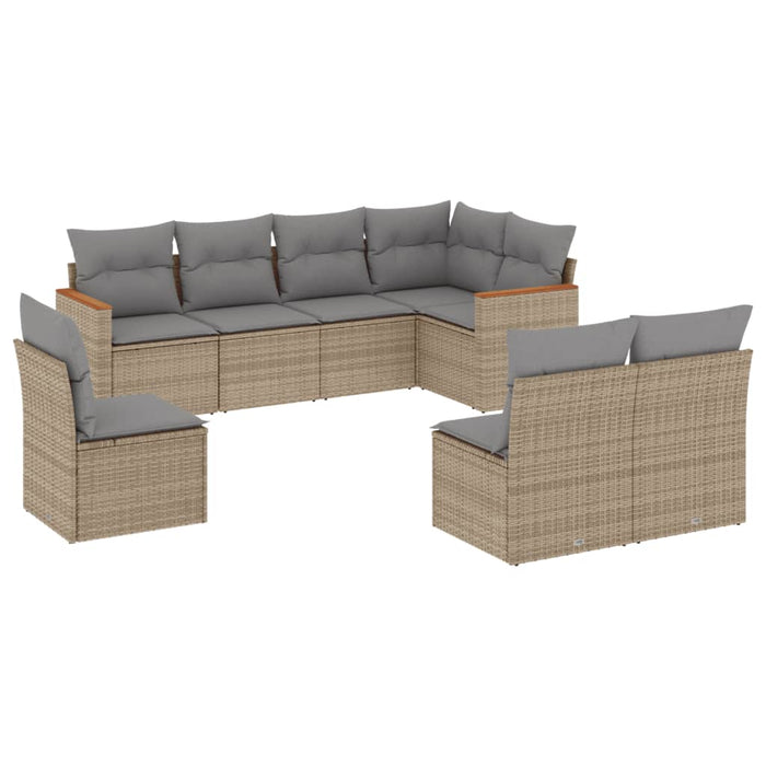 Set canapele de grădină, 8 piese, cu perne, bej, poliratan WALTI