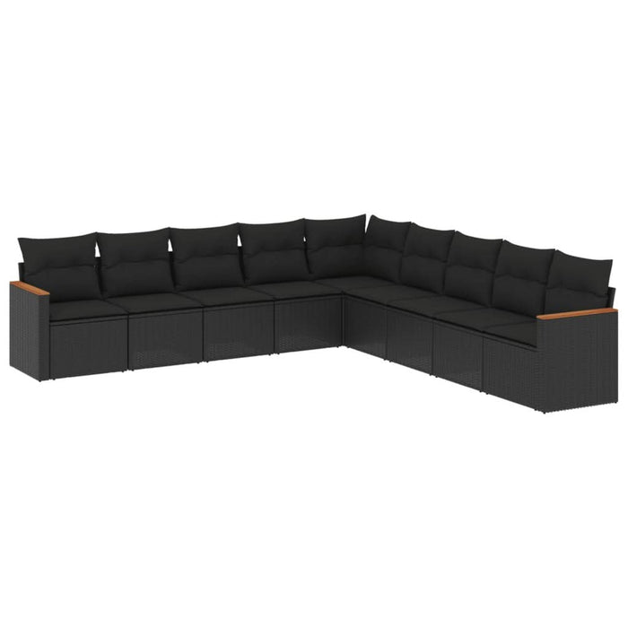 Set mobilier de grădină cu perne, 9 piese, negru, poliratan - WALTI WALTI