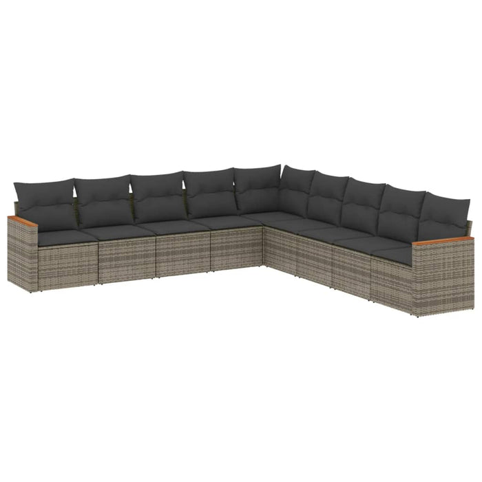 Set canapele de grădină, 9 piese, cu perne, gri, poliratan - WALTI WALTI