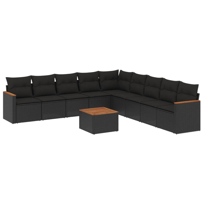 Set canapele de grădină cu perne, 10 piese, negru, poliratan - WALTI WALTI