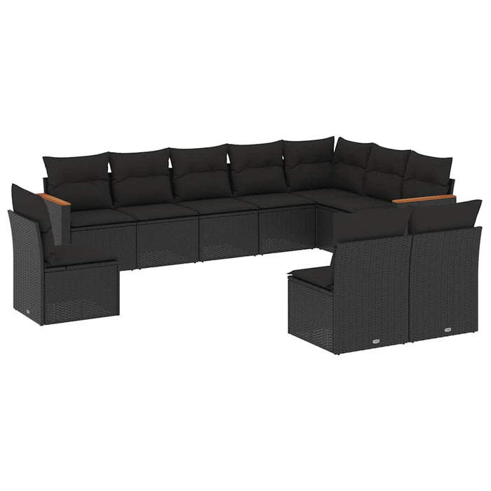 Set canapele de grădină cu perne, 10 piese, negru, poliratan - WALTI WALTI