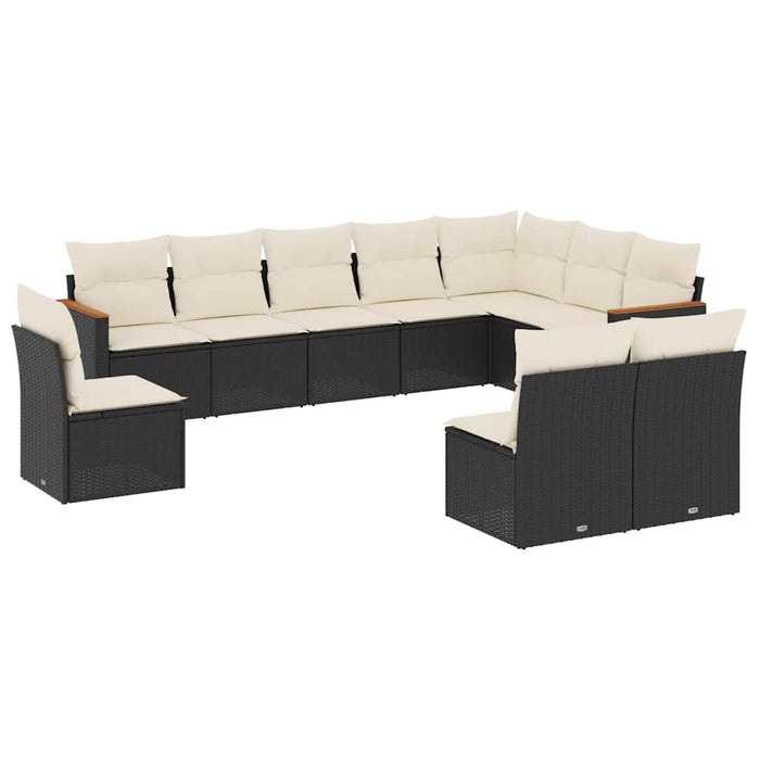 Set canapele de grădină cu perne, 10 piese, negru, poliratan - WALTI WALTI