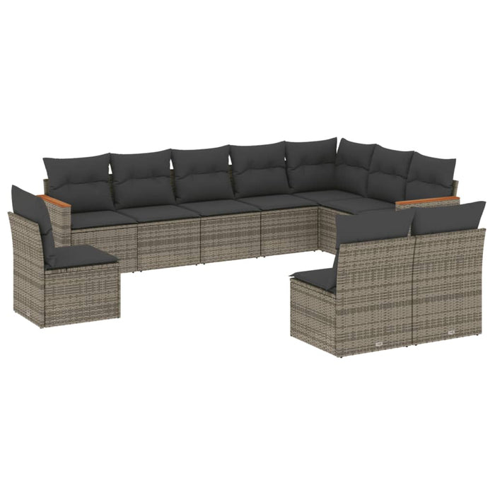 Set mobilier de grădină cu perne, 10 piese, gri, poliratan - WALTI WALTI