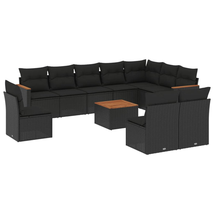 Set canapele de grădină cu perne, 11 piese, negru, poliratan - WALTI WALTI