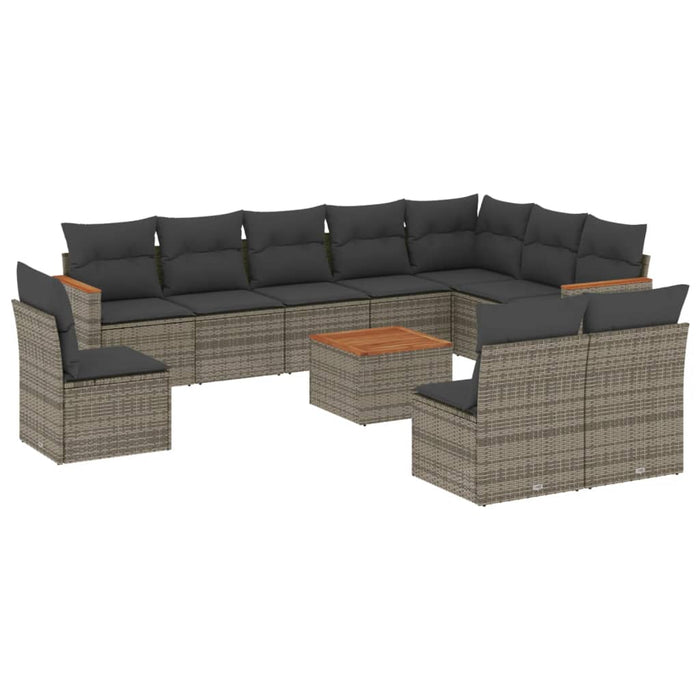 Set canapele de grădină cu perne, 11 piese, gri, poliratan - WALTI WALTI