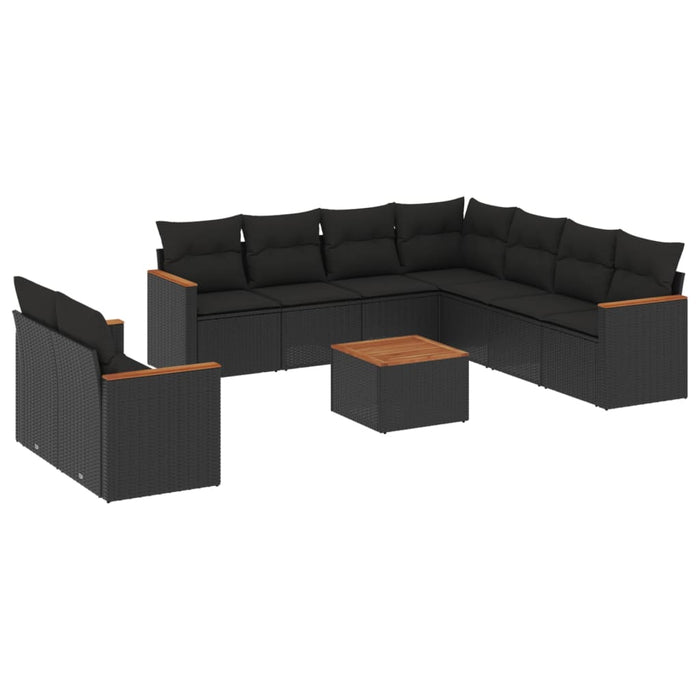 Set canapele de grădină cu perne, 10 piese, negru, poliratan - WALTI WALTI